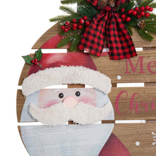 Load image into Gallery viewer, 30&quot;H Lighted Round Wooden Santa Porch Décor
