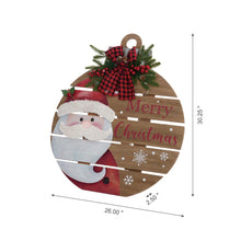 Load image into Gallery viewer, 30&quot;H Lighted Round Wooden Santa Porch Décor
