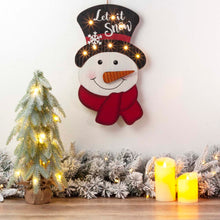 Load image into Gallery viewer, 19&quot;H Christmas Lighted 3D Wooden Metal Snowman Wall Hanging Decor
