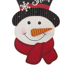 Load image into Gallery viewer, 19&quot;H Christmas Lighted 3D Wooden Metal Snowman Wall Hanging Decor
