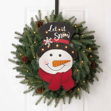 Load image into Gallery viewer, 19&quot;H Christmas Lighted 3D Wooden Metal Snowman Wall Hanging Decor
