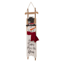 Load image into Gallery viewer, 42&quot;H?Wooden Sleigh Christmas Snowman Porch Sign
