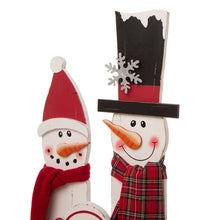 Load image into Gallery viewer, 35.43&quot;H Wooden Snowman Family Porch Decor
