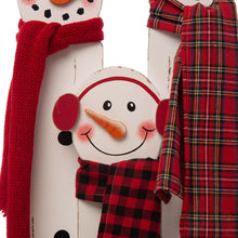 Load image into Gallery viewer, 35.43&quot;H Wooden Snowman Family Porch Decor
