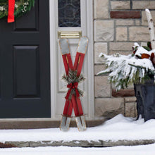 Load image into Gallery viewer, 35&quot;H Red Christmas Wooden/Galvanized Ski Décor
