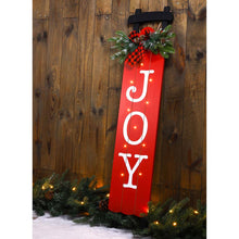 Load image into Gallery viewer, 40&quot;H Lighted Wooden Sleigh &quot;JOY&quot; Porch Sign Board
