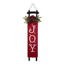 Load image into Gallery viewer, 40&quot;H Lighted Wooden Sleigh &quot;JOY&quot; Porch Sign Board
