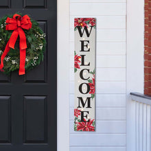 Load image into Gallery viewer, 42&quot;H Lighted Wooden Poinsettia &quot;WELCOME&quot; Porch Sign Board
