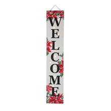 Load image into Gallery viewer, 42&quot;H Lighted Wooden Poinsettia &quot;WELCOME&quot; Porch Sign Board
