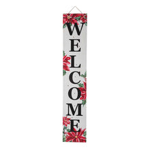 Load image into Gallery viewer, 42&quot;H Lighted Wooden Poinsettia &quot;WELCOME&quot; Porch Sign Board
