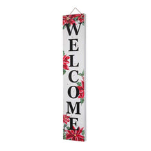 Load image into Gallery viewer, 42&quot;H Lighted Wooden Poinsettia &quot;WELCOME&quot; Porch Sign Board
