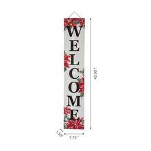 Load image into Gallery viewer, 42&quot;H Lighted Wooden Poinsettia &quot;WELCOME&quot; Porch Sign Board
