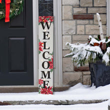 Load image into Gallery viewer, 42&quot;H Lighted Wooden Poinsettia &quot;WELCOME&quot; Porch Sign Board
