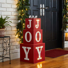 Load image into Gallery viewer, 32&quot;H Lighted Wooden Stacked Block &quot;JOY&quot; Porch Sign Boxes
