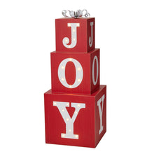 Load image into Gallery viewer, 32&quot;H Lighted Wooden Stacked Block &quot;JOY&quot; Porch Sign Boxes
