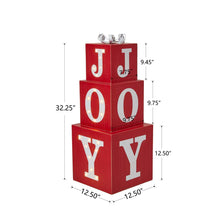 Load image into Gallery viewer, 32&quot;H Lighted Wooden Stacked Block &quot;JOY&quot; Porch Sign Boxes
