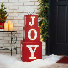 Load image into Gallery viewer, 32&quot;H Lighted Wooden Stacked Block &quot;JOY&quot; Porch Sign Boxes
