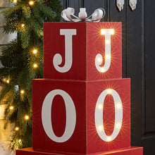 Load image into Gallery viewer, 32&quot;H Lighted Wooden Stacked Block &quot;JOY&quot; Porch Sign Boxes
