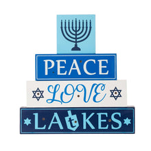 Load image into Gallery viewer, 11&quot;L Hanukkah LED Lighted Wooden/Metal Block Word Sign Decor(8 Bulbs)
