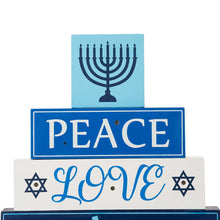 Load image into Gallery viewer, 11&quot;L Hanukkah LED Lighted Wooden/Metal Block Word Sign Decor(8 Bulbs)
