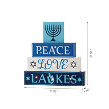 Load image into Gallery viewer, 11&quot;L Hanukkah LED Lighted Wooden/Metal Block Word Sign Decor(8 Bulbs)
