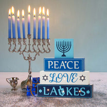 Load image into Gallery viewer, 11&quot;L Hanukkah LED Lighted Wooden/Metal Block Word Sign Decor(8 Bulbs)
