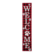 Load image into Gallery viewer, 42&quot;H Wooden Plaid Pet Paw &quot;WELCOME&quot; Porch Sign Board
