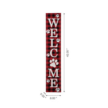 Load image into Gallery viewer, 42&quot;H Wooden Plaid Pet Paw &quot;WELCOME&quot; Porch Sign Board
