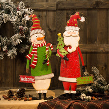 Load image into Gallery viewer, Set of 2 Metal Snowman &amp; Santa Yard Stake or Standing Décor or Wall Décor
