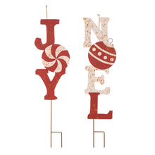 Load image into Gallery viewer, Set of 2 Rusty Metal &quot;JOY&quot; &amp; &quot;NOEL&quot; Yard Stake or Wall Décor
