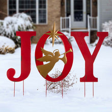 Load image into Gallery viewer, Metal &quot;JOY&quot; Angel Yard Stake or Wall Décor or Standing Decor, Set of 3
