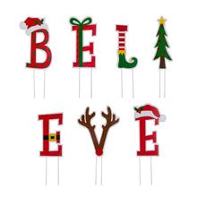 Load image into Gallery viewer, 23&quot;H Set of 7 &quot;BELIEVE&quot; Yard Stake or Wall Décor (2 Functions)
