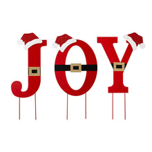 Load image into Gallery viewer, 30&quot;H Set of 3 Metal &quot;JOY&quot; Yard Stake or Standing Décor or Wall Décor (3 Functions)
