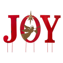 Load image into Gallery viewer, 36&quot;H Metal &quot;JOY&quot; Angel Yard Stake or Standing Decor or Wall Décor with LED Lights (Three Functions)
