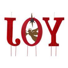 Load image into Gallery viewer, 36&quot;H Metal &quot;JOY&quot; Angel Yard Stake or Standing Decor or Wall Décor with LED Lights (Three Functions)
