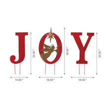 Load image into Gallery viewer, 36&quot;H Metal &quot;JOY&quot; Angel Yard Stake or Standing Decor or Wall Décor with LED Lights (Three Functions)
