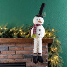 Load image into Gallery viewer, 28&quot;H Fabric Christmas Snowman Shelf Sitter with Dangling Legs
