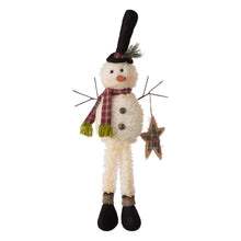 Load image into Gallery viewer, 28&quot;H Fabric Christmas Snowman Shelf Sitter with Dangling Legs
