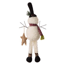 Load image into Gallery viewer, 28&quot;H Fabric Christmas Snowman Shelf Sitter with Dangling Legs
