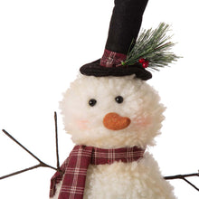 Load image into Gallery viewer, 28&quot;H Fabric Christmas Snowman Shelf Sitter with Dangling Legs
