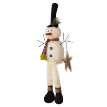 Load image into Gallery viewer, 28&quot;H Fabric Christmas Snowman Shelf Sitter with Dangling Legs
