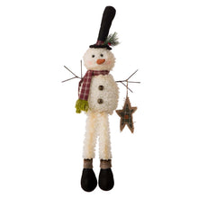 Load image into Gallery viewer, 28&quot;H Fabric Christmas Snowman Shelf Sitter with Dangling Legs
