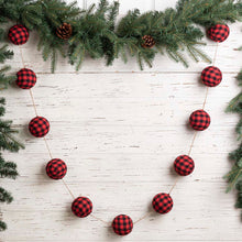 Load image into Gallery viewer, 72&quot;L Red &amp; Black Plaid Fabric Garland
