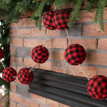 Load image into Gallery viewer, 72&quot;L Red &amp; Black Plaid Fabric Garland
