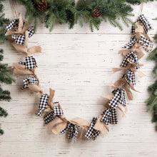 Load image into Gallery viewer, 72&quot;L Black &amp; White Plaid Fabric/Linen Garland
