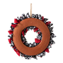 Load image into Gallery viewer, 18.5&quot;D Christmas Black and White Plaid Fabric Wreath
