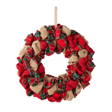 Load image into Gallery viewer, 17.25&quot;D Christmas Multi-Color Fabric Wreath
