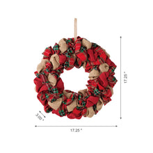 Load image into Gallery viewer, 17.25&quot;D Christmas Multi-Color Fabric Wreath
