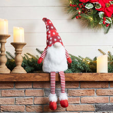 Load image into Gallery viewer, 28&quot;H Fabric Christmas Gnome Shelf Sitter with Dangling Legs
