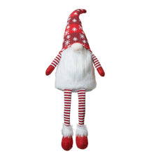 Load image into Gallery viewer, 28&quot;H Fabric Christmas Gnome Shelf Sitter with Dangling Legs
